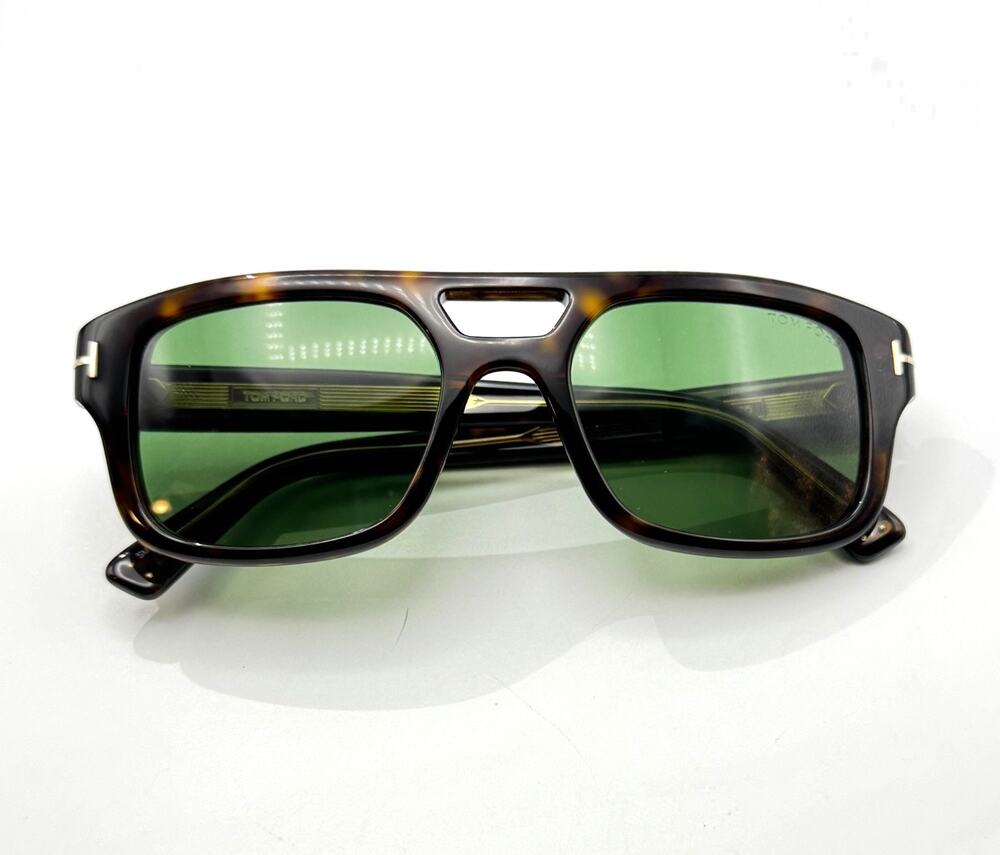 Tom Ford Sunglasses Icon TI0022 52N Havana Navigator Frame Green Lens 53-20-145